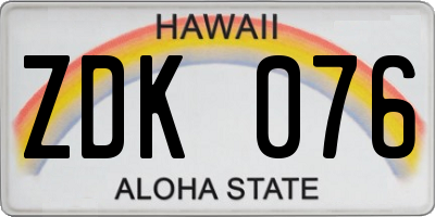 HI license plate ZDK076