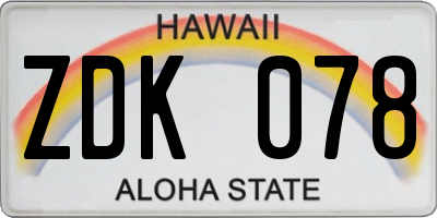 HI license plate ZDK078