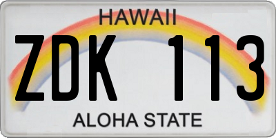 HI license plate ZDK113