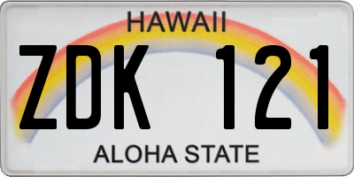 HI license plate ZDK121