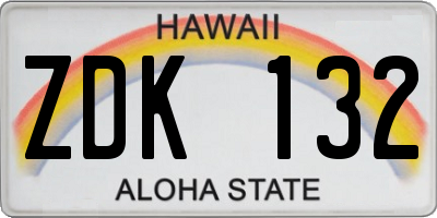 HI license plate ZDK132