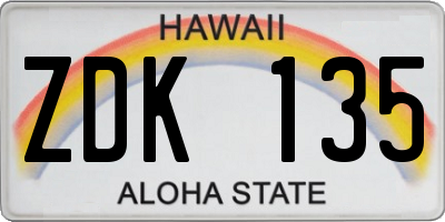 HI license plate ZDK135