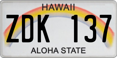 HI license plate ZDK137