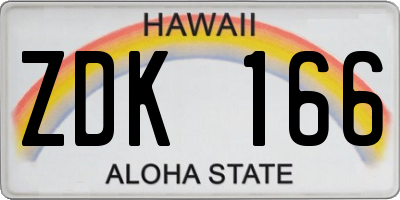 HI license plate ZDK166