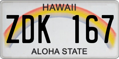 HI license plate ZDK167