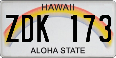 HI license plate ZDK173