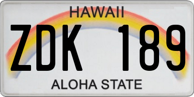 HI license plate ZDK189