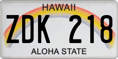 HI license plate ZDK218