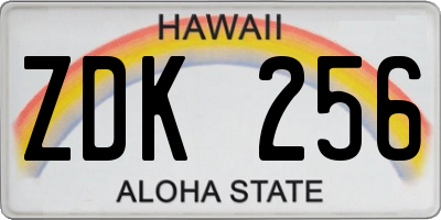 HI license plate ZDK256