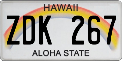 HI license plate ZDK267