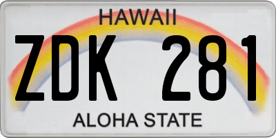 HI license plate ZDK281