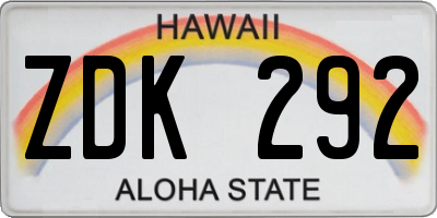 HI license plate ZDK292