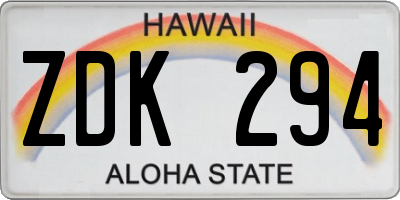 HI license plate ZDK294