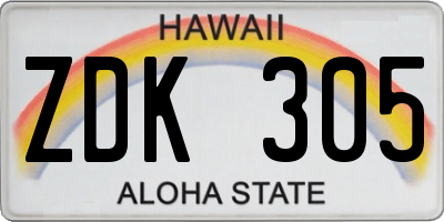 HI license plate ZDK305
