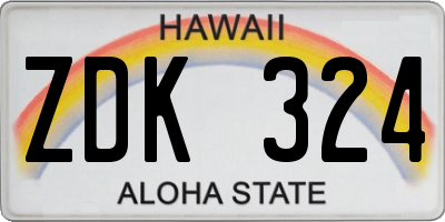 HI license plate ZDK324