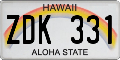 HI license plate ZDK331