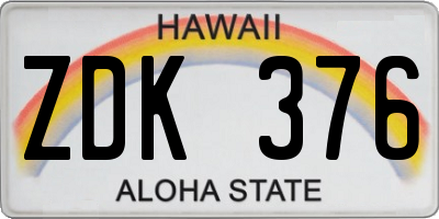 HI license plate ZDK376