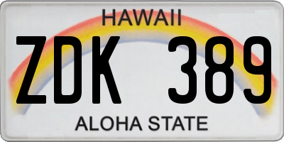HI license plate ZDK389