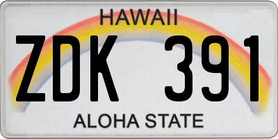 HI license plate ZDK391