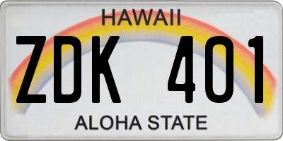 HI license plate ZDK401