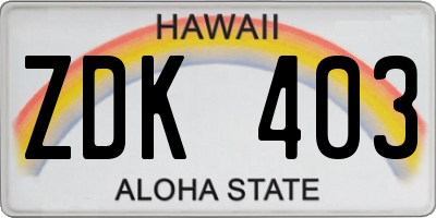 HI license plate ZDK403