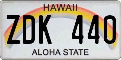 HI license plate ZDK440