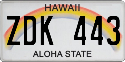 HI license plate ZDK443