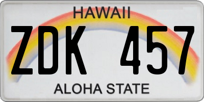 HI license plate ZDK457