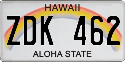 HI license plate ZDK462