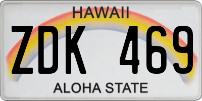 HI license plate ZDK469