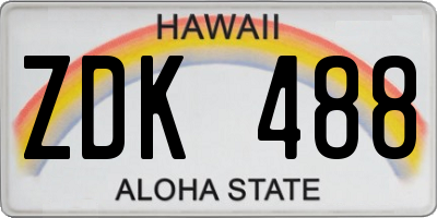 HI license plate ZDK488
