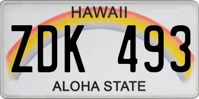 HI license plate ZDK493