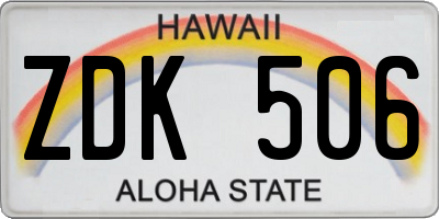 HI license plate ZDK506
