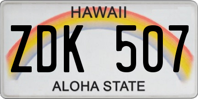 HI license plate ZDK507