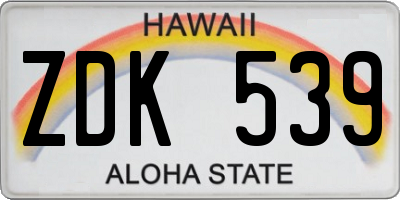 HI license plate ZDK539