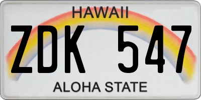 HI license plate ZDK547
