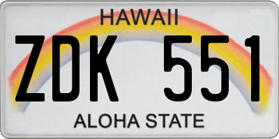 HI license plate ZDK551