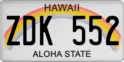 HI license plate ZDK552