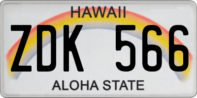 HI license plate ZDK566