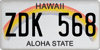 HI license plate ZDK568