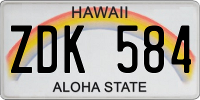 HI license plate ZDK584