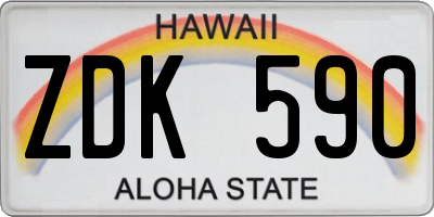 HI license plate ZDK590