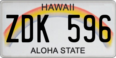 HI license plate ZDK596