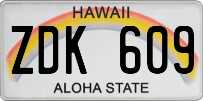 HI license plate ZDK609