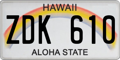 HI license plate ZDK610