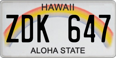 HI license plate ZDK647