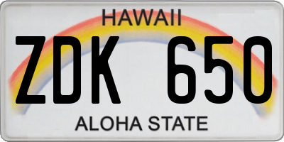HI license plate ZDK650