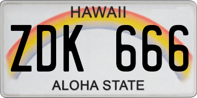 HI license plate ZDK666