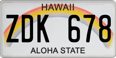HI license plate ZDK678