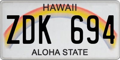 HI license plate ZDK694